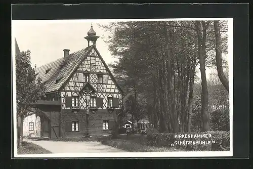 AK Pirkenhammer, Gasthaus Schützenmühle mit Terrasse