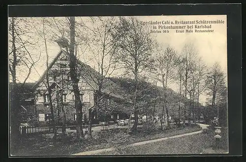 AK Pirkenhammer /Karlsbad, Cafe und Restaurant Schützenmühle