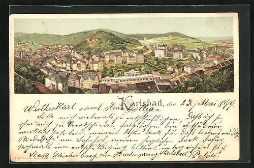 Lithographie Karlsbad, Teilansicht