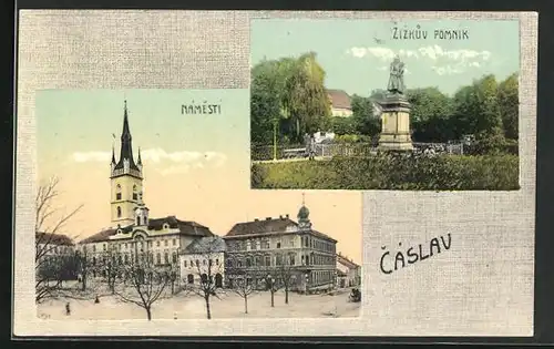 AK Tschaslau / Caslav, Namesti, Zizkuv Pomnik
