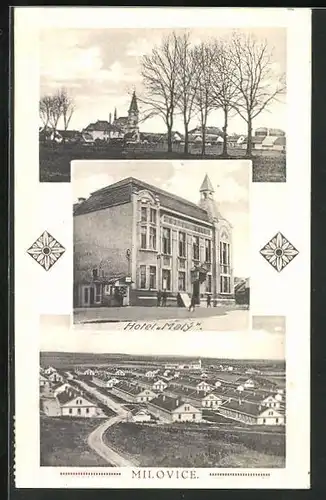 AK Milowitz / Milovice, Hotel Malý, Totalansicht