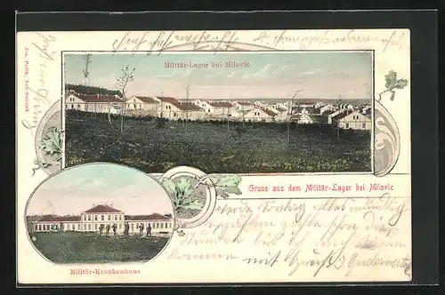 AK Milowitz / Milovice, Militär-Lager, Militär-Krankenhaus