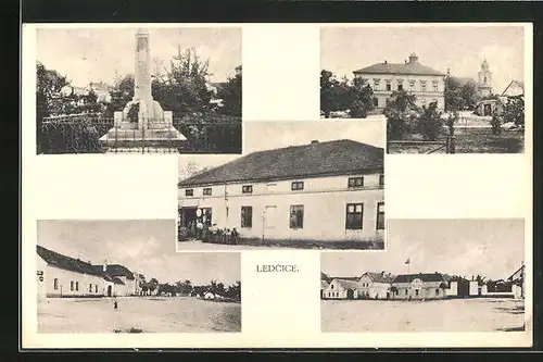 AK Ledcice, Denkmal, Ortspartie, Strassenpartie