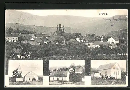 AK Trepsin, Kirche, Strassenpartie, Ortsansicht