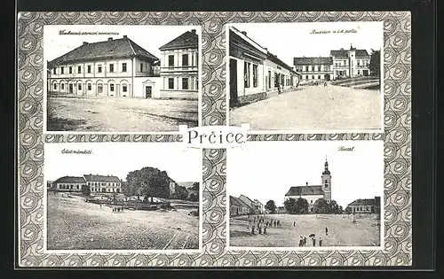 AK Prcice, Kostel, Cast namesti, Radnice posta