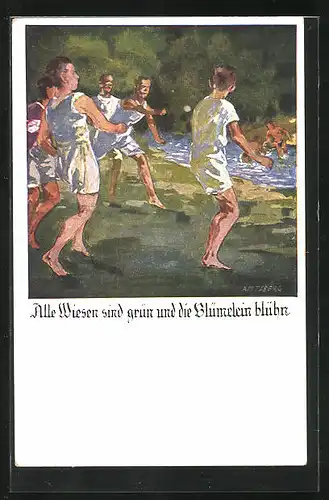 Künstler-AK Otto Amtsberg: Alle Wiesen sind grün und die Blümelein blühn