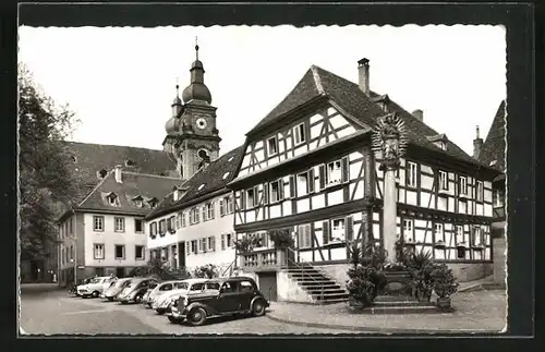 AK Amorbach /Odenwald, Marktplatz, Kath. Kirche und Mariensäule