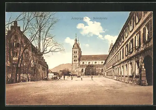 AK Amorbach, Schlossplatz mit Kirche