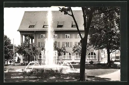 AK Schwabach, Schillerplatz mit Springbrunnen