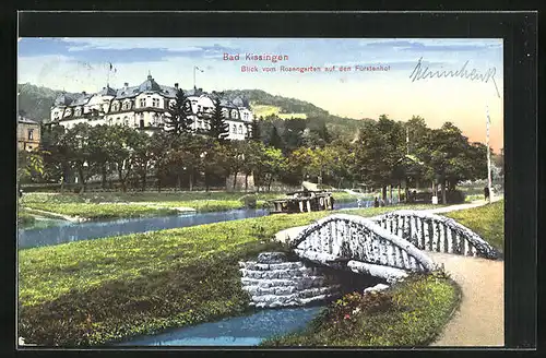 AK Bad Kissingen, Blick vom Rosengarten auf den Fürstenhof