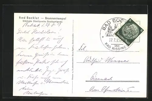 AK Bad Bocklet, Brunnentempel, stärkste Stahlquelle Deutschlands