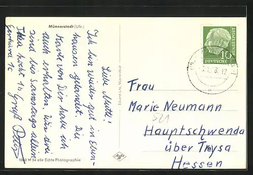 AK Münnerstadt, Totalansicht der Stadt