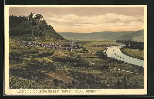 AK Grossheubach, Kloster Engelberg mit Mainpartie