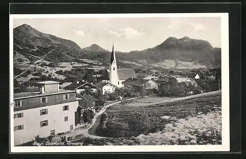 AK Törwang /Bayr. Oberland, Ortspartie mit Kirche