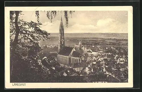 AK Landshut, Ortspartie mit Kirche