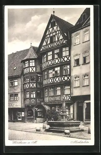 AK Wertheim a. Main, Marktplatz mit Konditorei