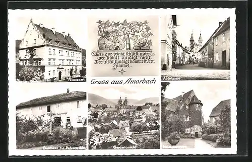 AK Amorbach i. Odenwald, Finanzamt, Gasthaus zur Pulvermühle und Heimatmuseum