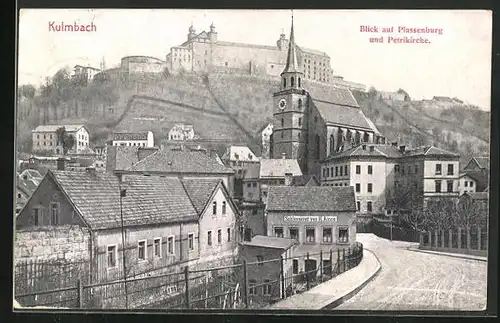 AK Kulmbach, Blick auf Plassenburg und Petrikirche