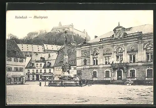 AK Kulmbach i. Bay., Marktplatz mit Brunnen