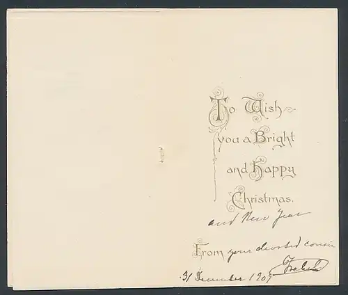 Klappkarte Weihnachtsgruss, mit Autograph von Prinzessin Isabella Marie Elisabeth von Bayern