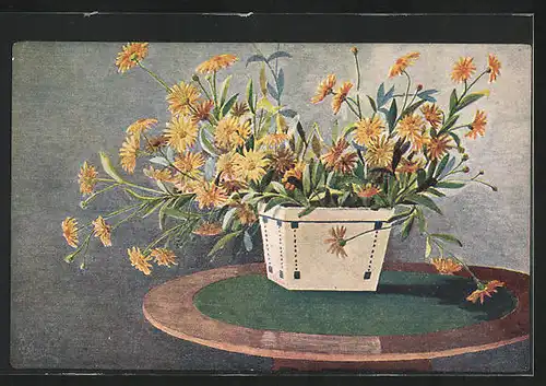 Künstler-AK Blumen im Korb, mit Autograph von Prinzessin Isabella Marie Elisabeth von Bayern