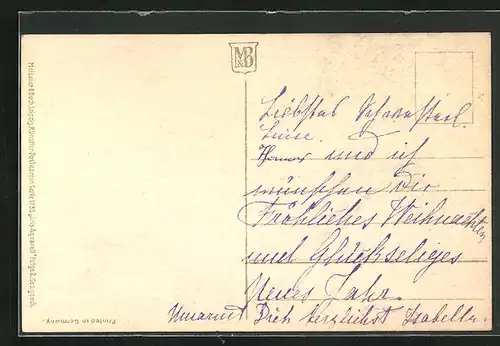 Künstler-AK Stechpalme, mit Autograph von Prinzessin Isabella Marie Elisabeth von Bayern