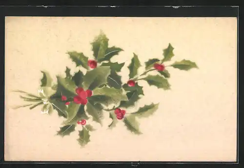 Künstler-AK Stechpalme, mit Autograph von Prinzessin Isabella Marie Elisabeth von Bayern