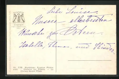 Künstler-AK Ostergruss, mit Autograph von Prinzessin Isabella Marie Elisabeth von Bayern