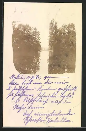 Foto-AK Flusspartie, mit Autograph von Prinzessin Isabella Marie Elisabeth von Bayern