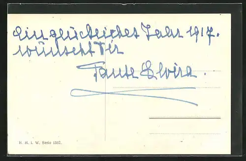 Künstler-AK Neujahrsgruss, mit Autograph von Prinzessin Elvira von Bayern