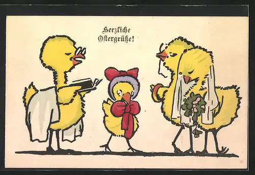 Künstler-AK Ostergruss, mit Autograph von Prinzessin Elvira von Bayern