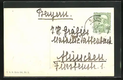 AK Neujahrsgruss, mit Autograph von Prinzessin Elvira von Bayern