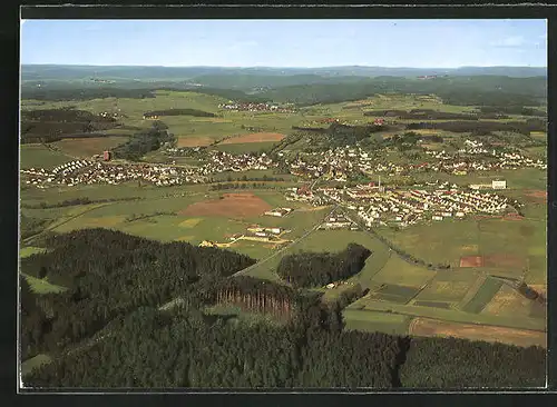 AK Sonnefeld, Fliegeraufnahme mit Wald und umliegenden Feldern