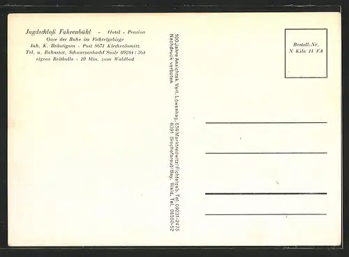AK Fahrenbühl bei Kirchenlamitz, Hotel Pension Jagdschloss Fahrenbühl