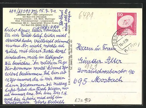 AK Lettgenbrunn bei Bad Orb, Gasthaus Pension Znaimer Hof