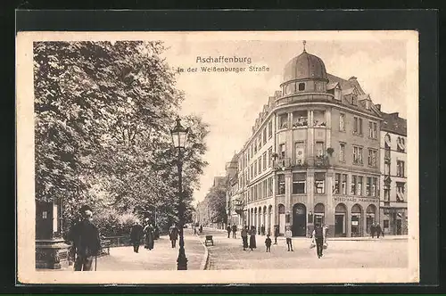 AK Aschaffenburg, Weissenburger Strasse mit Möbelhaus Hamburger