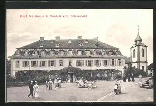 AK Bad Neuhaus /Saale, Schloss-Hotel und Kirche