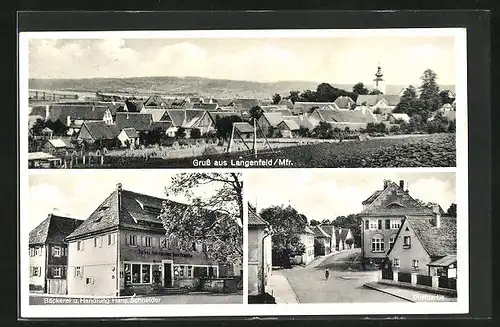 AK Langenfeld /Mfr., Bäckerei und Handlung Hans Schneider, Strassenpartie