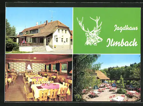 AK Prichsenstadt /Steigerwald, Gasthaus Jagdhaus Ilmbach, Innenansicht, Terrasse