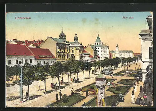 AK Debreczen, Piac utca, Strassenbahn