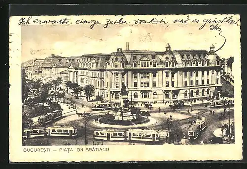 AK Bucuresti, Piata ion Bratianu, Strassenbahn