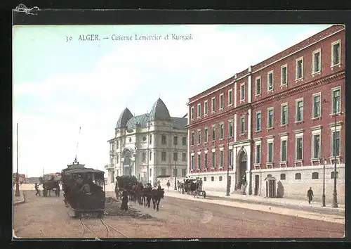 AK Alger, Caserne Lemercier et Kursaal, Strassenbahn