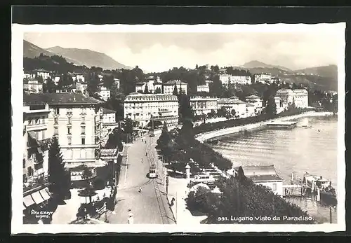 AK Paradiso, Lugano visto da Paradiso, Strassenbahn