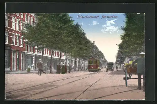 AK Amsterdam, Bilderdijkstraat, Strassenbahn