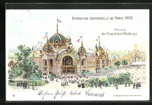 Lithographie Paris, Exposition universelle de 1900, Palais des Mines et de la Métallurgie