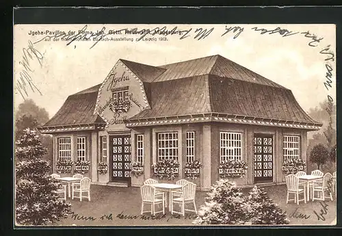 Künstler-AK Leipzig, Internationale Baufach-Ausstellung 1913, Igeha-Pavillon der Firma Joh. Gottl. Hauswaldt