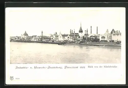 AK Düsseldorf, Gewerbe- und Industrie- Ausstellung 1902, Blick von der Rheinbrücke