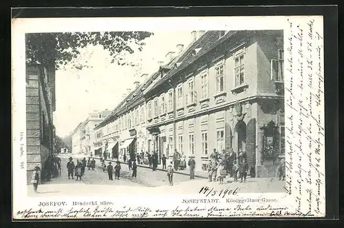 AK Josefstadt / Josefov / Jaromer, Hradecká ulice / Belebte Königgrätzer Gasse