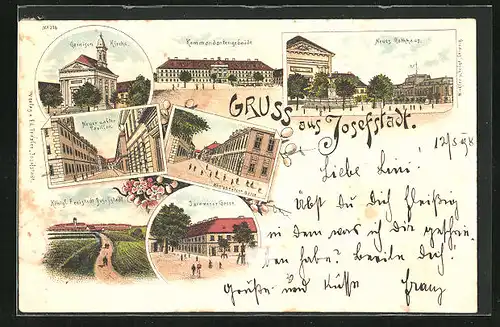 Lithographie Josefstadt / Josefov / Jaromer, Königgrätzer Gasse, Neues Rathaus, Jaromerer Gasse