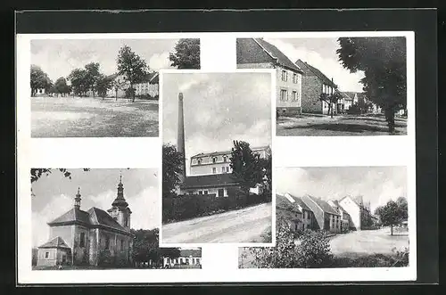 AK Haspeln, Kirche, Strassenpartie mit Gebäudeansicht, Ortspartie